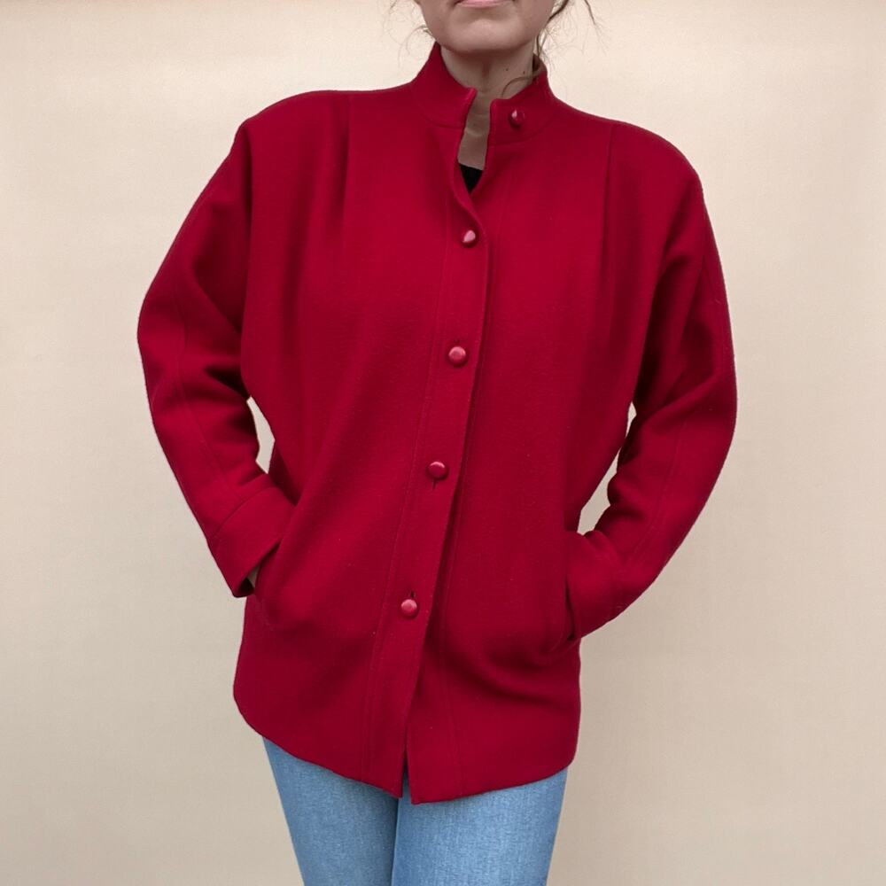 Vintage 1970's Wool Red Jacket, button up, Size 6 M - Picture 10 of 16